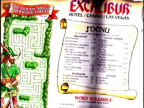 Excalibur Hotel Kids Menu By Admiralbenbowinn On Deviantart