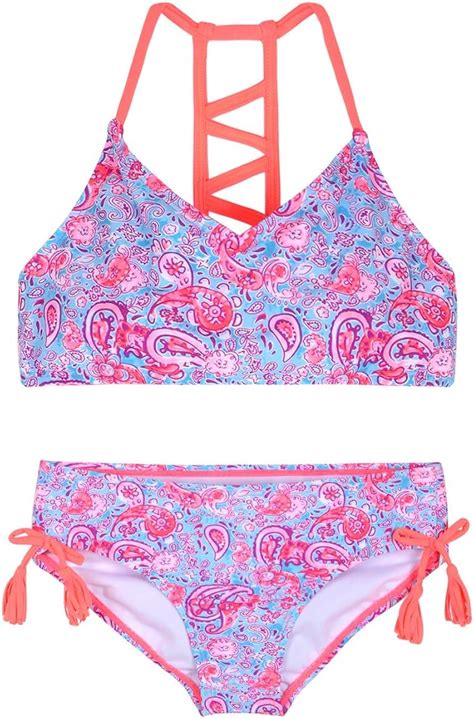 Amazon Hilor Girl S Strappy Bikini Set Two Piece Swimsuits Side