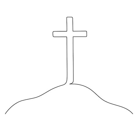 Premium Vector Catholic Cross On Hill Continuous Single Line Drawing