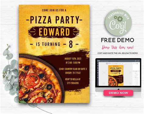 Pizza Party Invitation Pizza Birthday Party Invitation 10 8 - Etsy