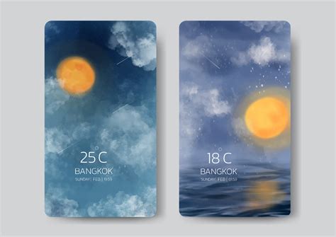 Hand painted watercolor night sky background with weather app user interface design 4306151 ...