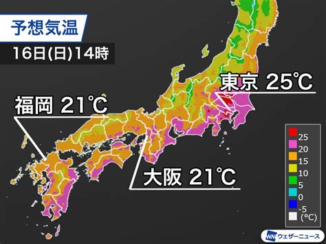 関東は昨日より大幅に気温上昇 東京など25℃以上の夏日予想の所も ウェザーニュース