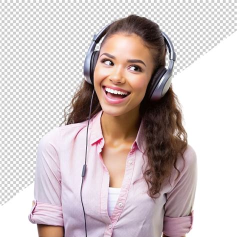 premium psd women wearing headphones  transparent background