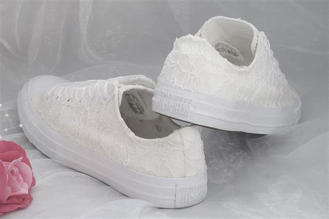 Wedding Lace Converse White Lace Bridal Converse Sneakers - Etsy