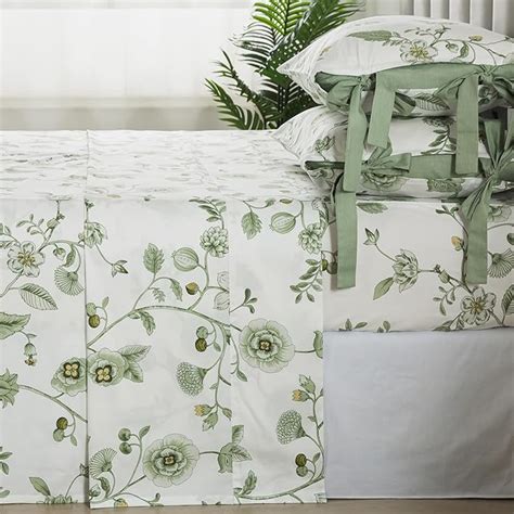 Fadfay Floral Cotton Sheets Queen Size Green Flower Bed