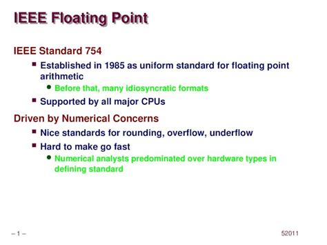 Ppt Ieee Floating Point Ieee Standard Established In