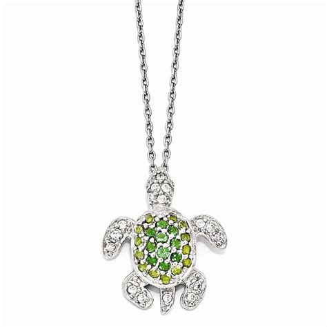 Jewelryweb Sterling Silver Sim Peridot Sim Emerald Cubic Zirconia