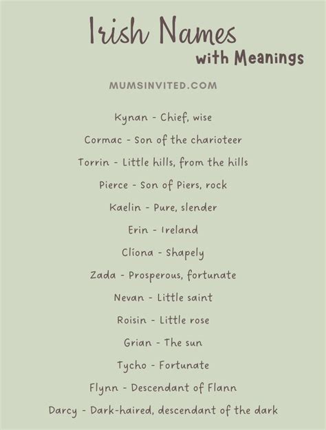 159 Irish Baby Names (with Meanings and Nicknames) - Mums Invited