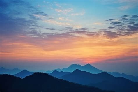 Mountain silhouette sunset sky landscape. | Premium Photo - rawpixel