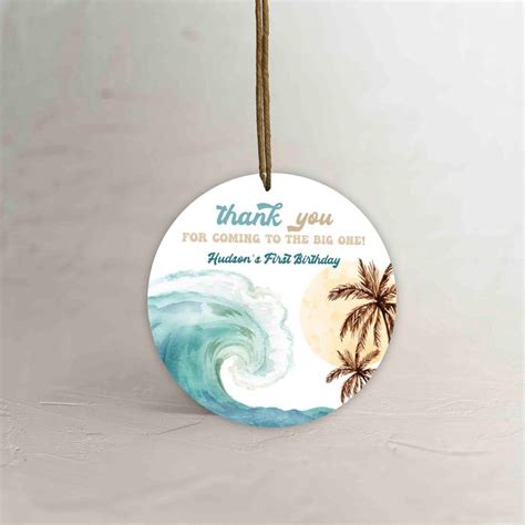 Editable The Big One Favor Tag Surfing Retro Favor Tag Surfboards