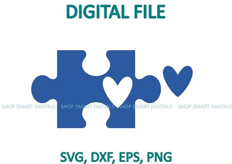 Puzzle Piece Heart Svg Autism Awareness Puzzle Piece Clipart Etsy