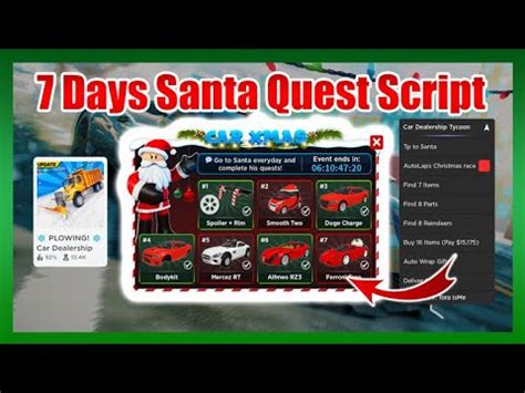 Plowing Car Dealership Tycoon Script Days Santa Quest Event