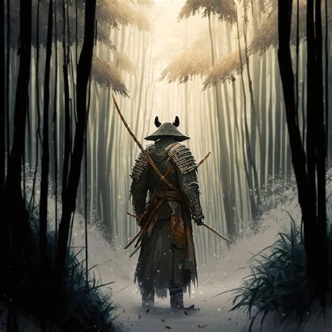 samurai  bamboo forest canvas metal acrylic framed  giclee