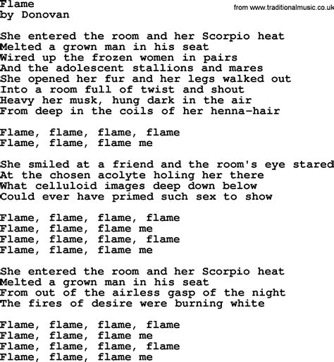 Donovan Leitch song - Flame lyrics