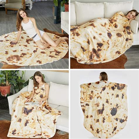 Burritos Tortilla Throw Blanket Tortilla Wrap Blanket Novelty Tortilla Round