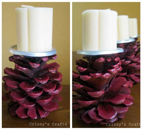 Make Pine Cone Candle Holders Dollar Store Crafts