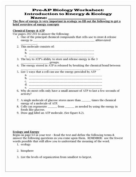 50 Levels Of Ecological Organization Worksheet