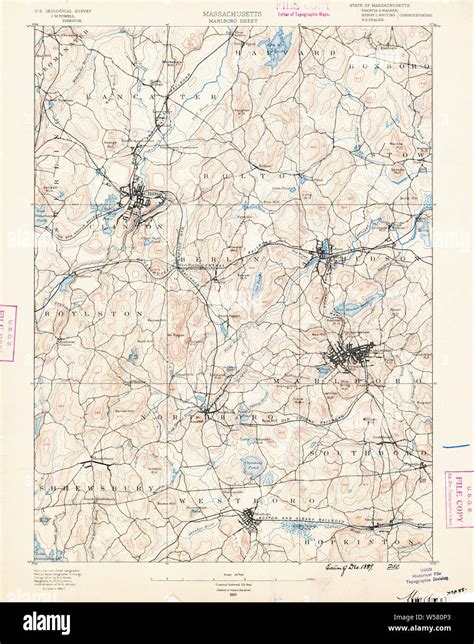 Massachusetts USGS Historical Topo Map MA Marlboro 352821 1889 62500 ...