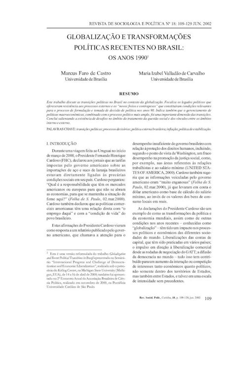 Pdf Globaliza O E Transforma Es Polticas Recentes Globaliza O E