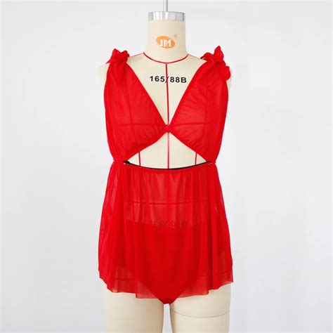 Plus Size Xl Xl Women Deep Mesh See Through Sexy Lace Erotic Lingerie