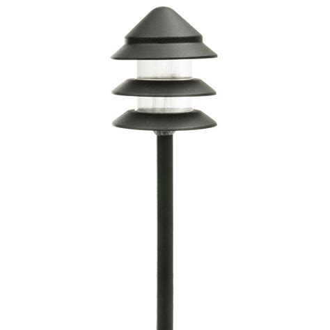 Hampton Bay Low Voltage 7 Watt Black Outdoor Halogen 3 Tier Landscape Path Light Hd28784bk The