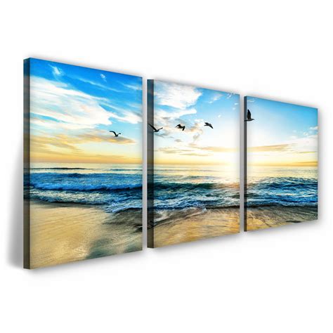 Quadro Decorativo Canvas Sala Quarto Praia Paisagem Mar Azul