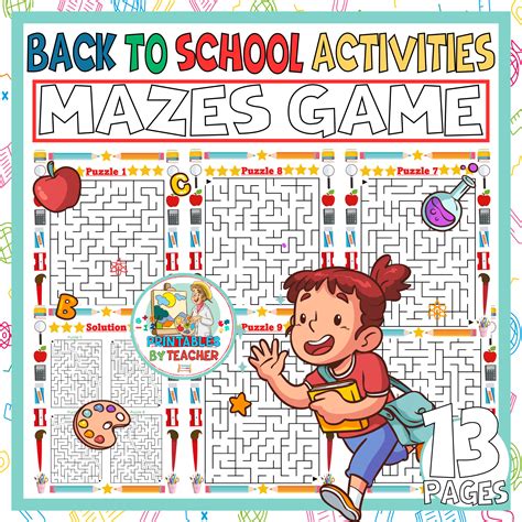 Back To School Activities Back To School Mazes Game Worksheets