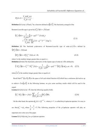 Solvability Of Fractionl Q Difference Equations Of Order 2 3 Involving