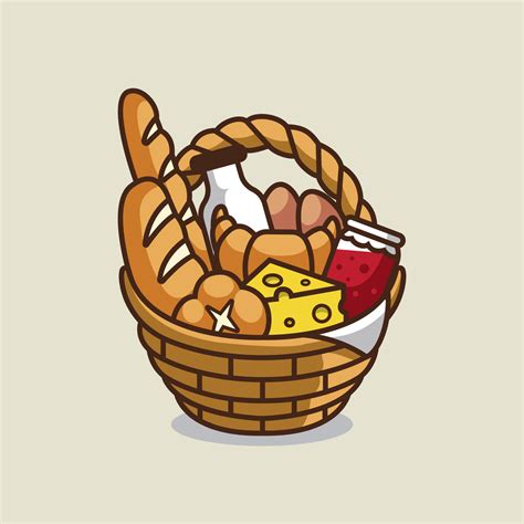 Cute picnic basket cartoon illustration 9779621 Vector Art at Vecteezy