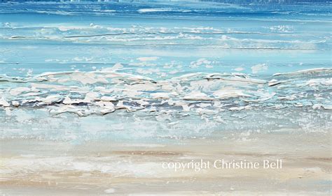 Giclee Print Abstract Beach Painting Coastal Blue Ocean Canvas Decor