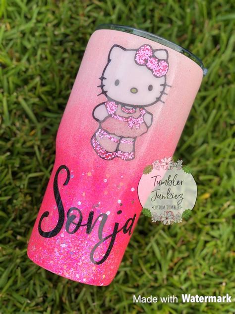 Hello Kitty Glitter Tumbler Custom Tumbler Cups Tumbler Cups Diy