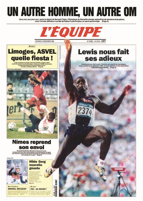 L Équipe Front Page from December 13 1996