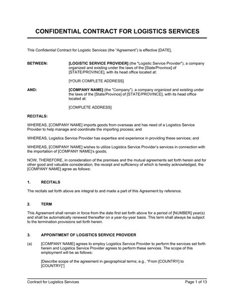 Contract For Goods And Services Template