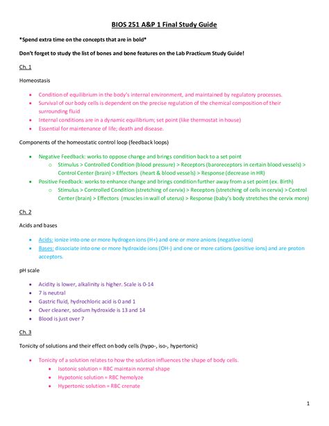 BIOS 251 Final Exam Study Guide Version 2 BIOS251 Final Exam Review