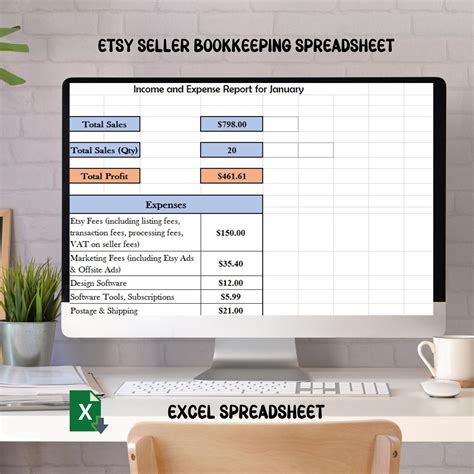 Etsy Bookkeeping Spreadsheet Small Business Bookkeeping Spreadsheet Etsy Seller Automated