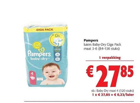 Pampers Luiers Babydry Giga Pack Promotie Bij Colruyt