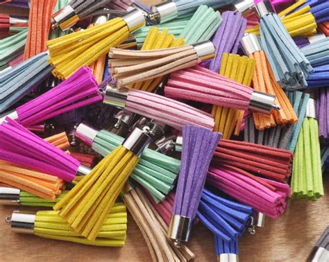 Tassel50pcs Mix Color Suede Leather Tassels Fiber Tassel Etsy