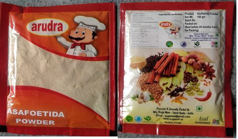 Arudra Spicy Asafoetida Powder Packaging Type Packet Packaging Size