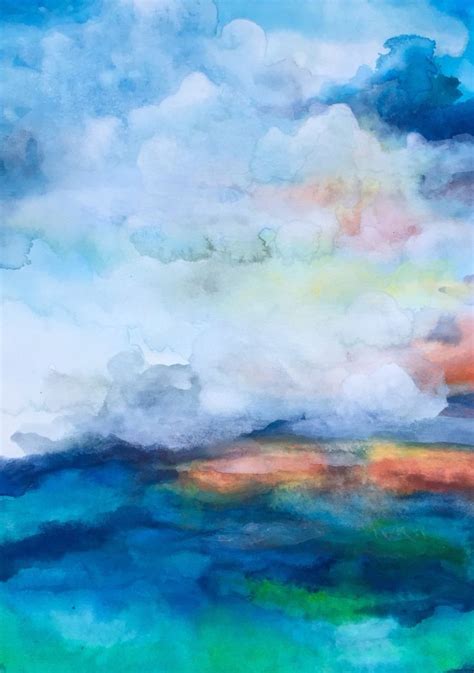 Calm Seas Original Watercolor Abstract Painting Unframed And Unique