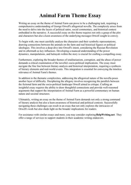 animal farm theme essay animal farm theme essay  michelle hughes