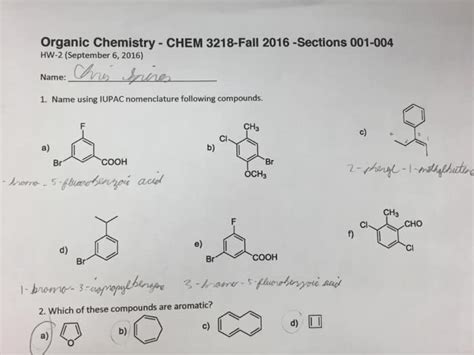 OneClass Name Using IUPAC Nomenclature For The Following Compounds