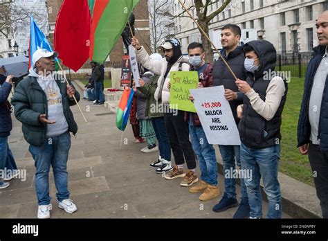 London Uk 18 Feb 2023 Balochs Rally Opposite Downing Street Calling