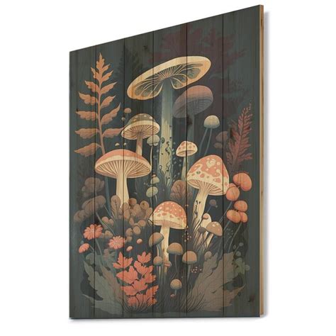 Designart Vintage Mushrooms Amanita Muscaria Vi Landscape Forest Wood