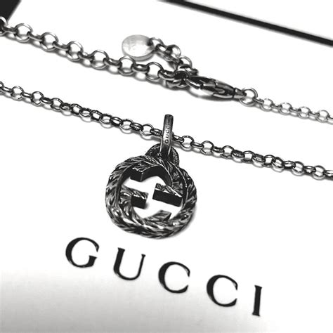 36％割引ホワイト系【激安セール】 ☆美品☆gucci グッチ 燻 インターロッキング Gg ネックレス ペンダント ネックレス アクセサリー