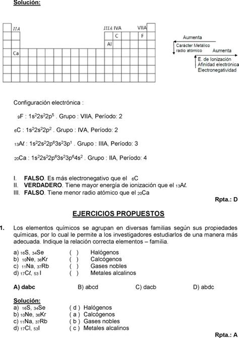 Tabla Periodica Propiedades Periodicas Ejercicios Resueltos De Quimica