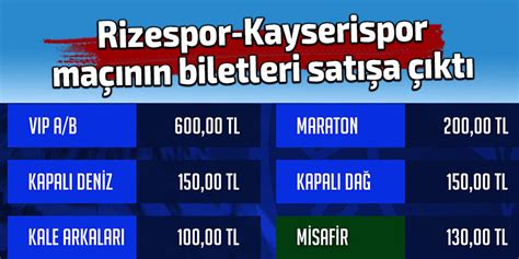 Rizespor Kayserispor maçının biletleri satışa çıktı