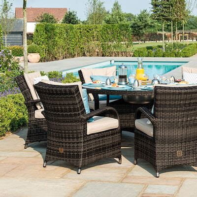 Maze Texas Seat Round Rattan Dining Set With Ice Bucket Lazy