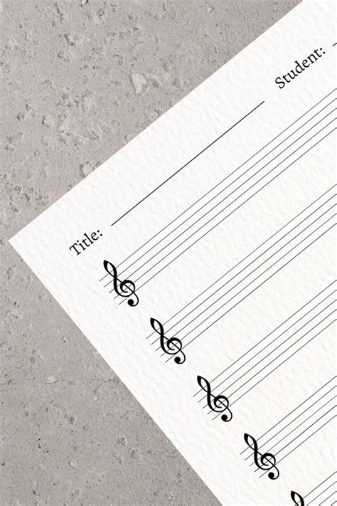 Printable Blank Sheet Music Treble Clef Notation Sheets Staff Etsy