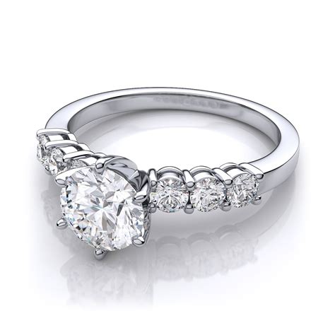 Ctw Round Six Stone Diamond Engagement Ring In K White Gold Si H I