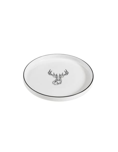 Assiette Plate En Porcelaine Cerf Origami Cm